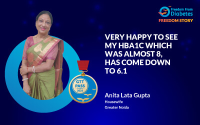 Anita lata: Very happy to see my HbA1c almost 8, had come down to 6.1