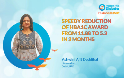 Ashwini Doddihal: Very happy to see my HbA1c reduced 11.88 to 5.3 in 3 months