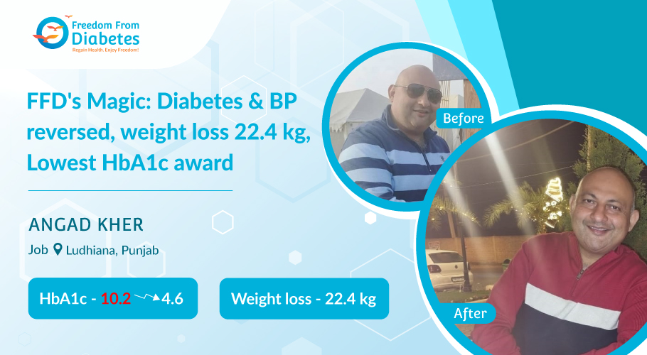 Award for Lowest HbA1c and a Weight Loss of 22.4 kg - Angad Kher