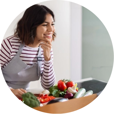 Picture of a woman with veggies