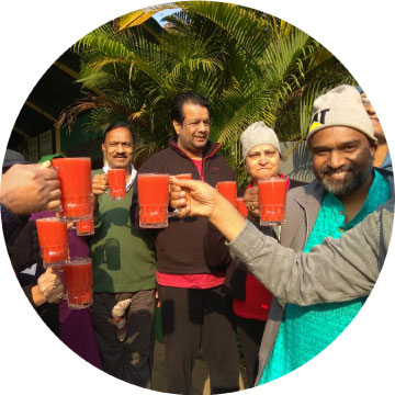 People with Smoothie in Glass