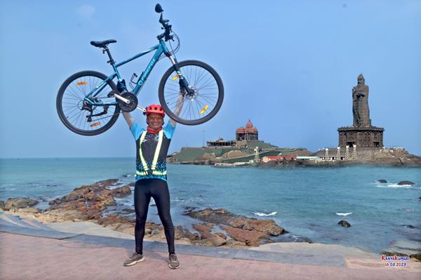 Thank you Almighty, my parents, my in-laws, Dr.Pramod Tripathi, well wishers, friends, supporters, hosts, my wife Purnima, daughter Aamodini and  friend Pruthvi for being part of this K2K Cycle journey and contributing towards its success. I have now reached Kanyakumari and have realised the dream that I dreamt 10 years ago🙏🙏🙏
